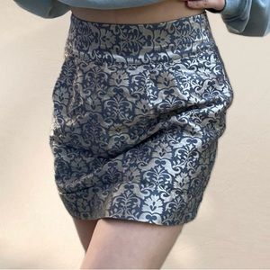 💙 Kimchi Blue | Silver/Muted Blue Mini Skirt 💙